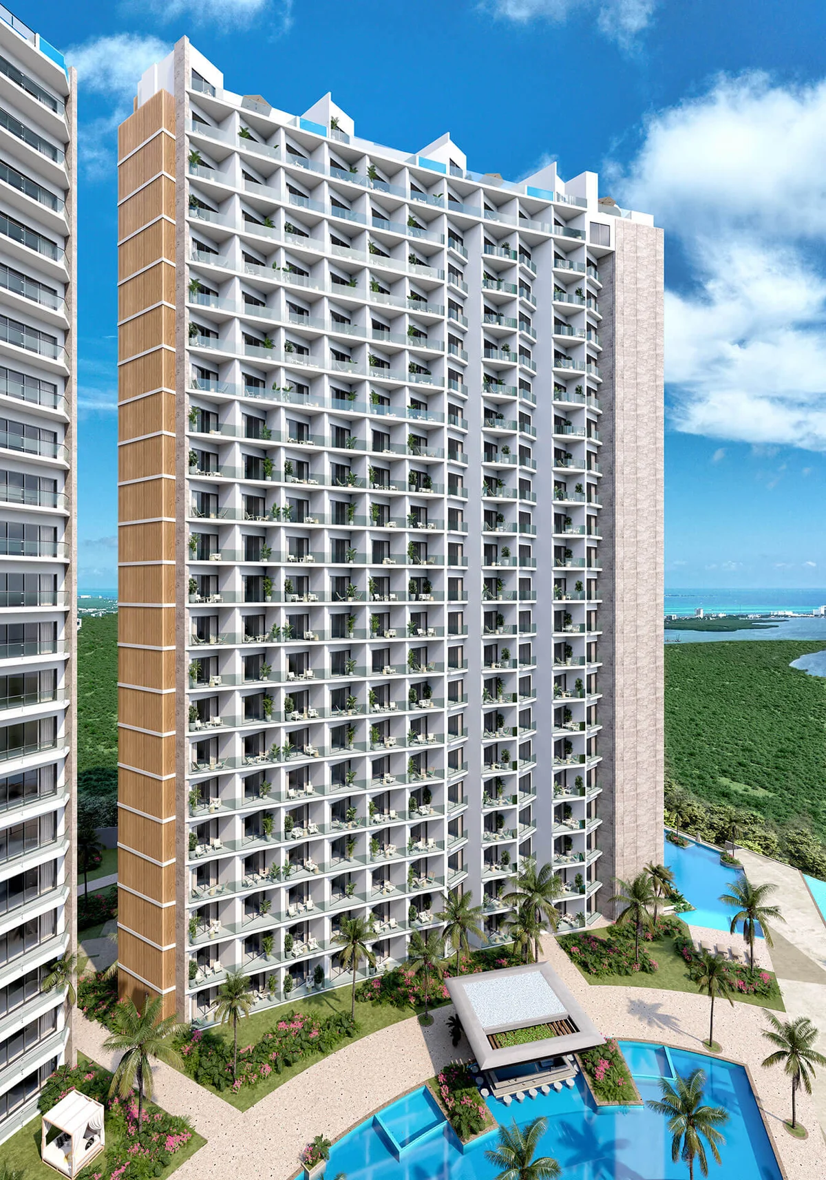 Image of a High-Rise Condominiums, featuring Modern Architecture and Ocean View Residences.