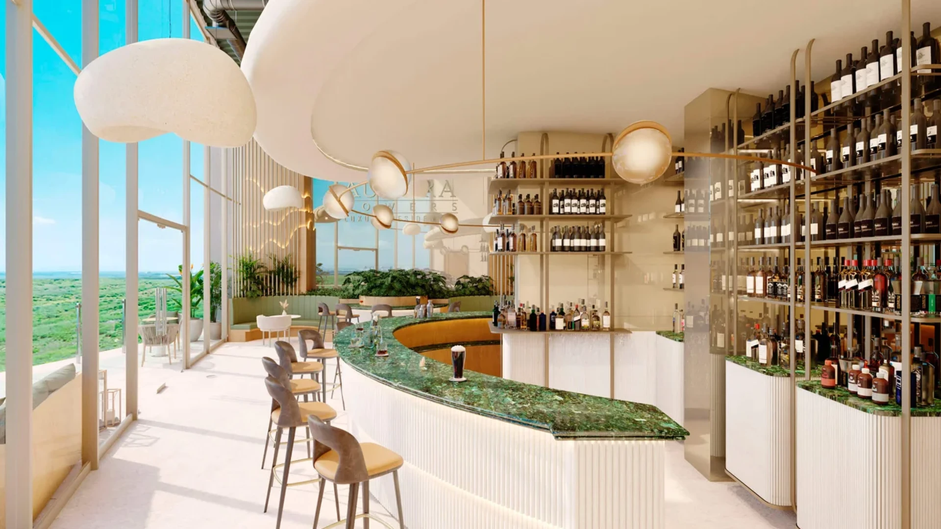 Image of a Rooftop Bar, featuring Lounge and Panoramic Views.