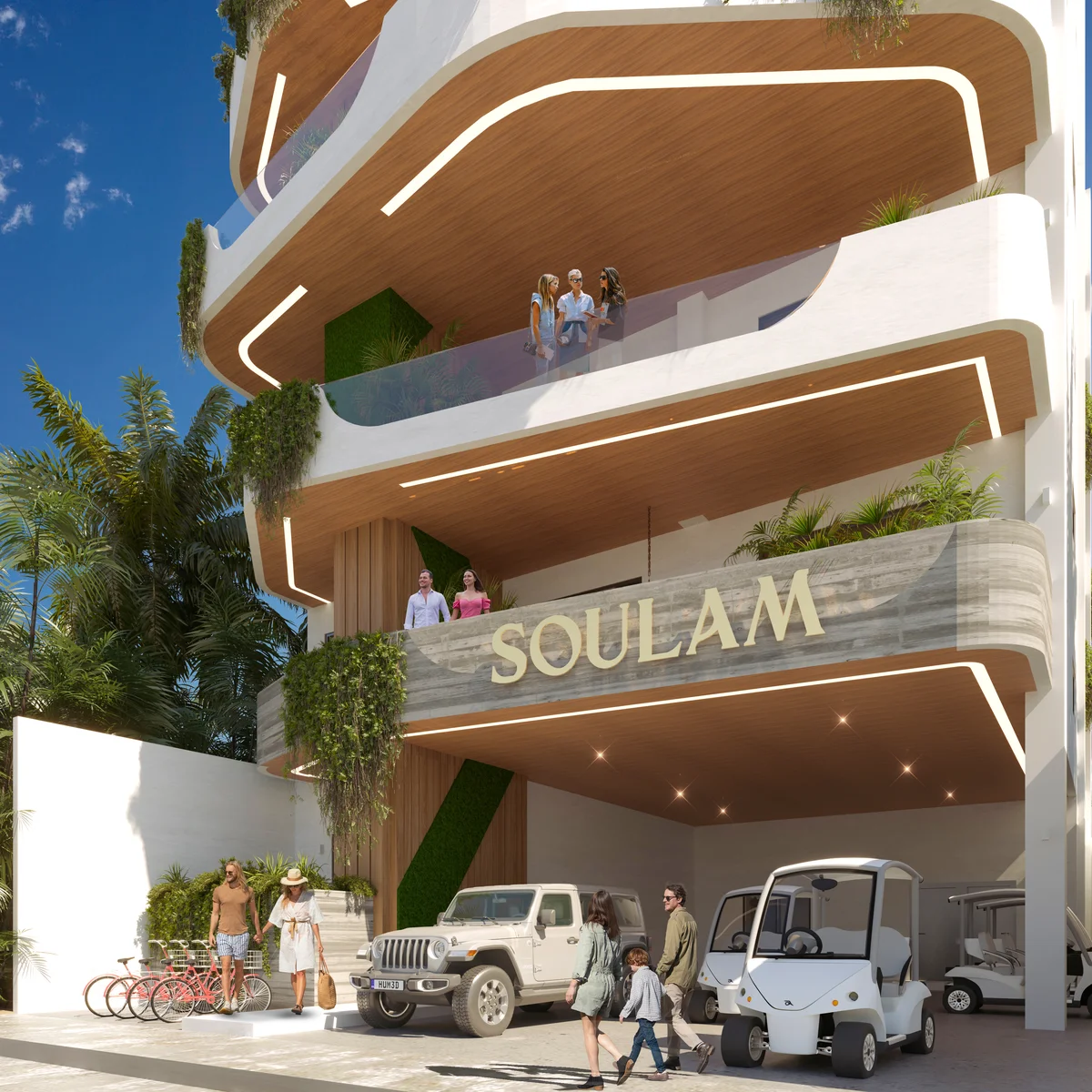 Image of a Modern Architecture, featuring Luxury Condominiums and Curved Balconies.