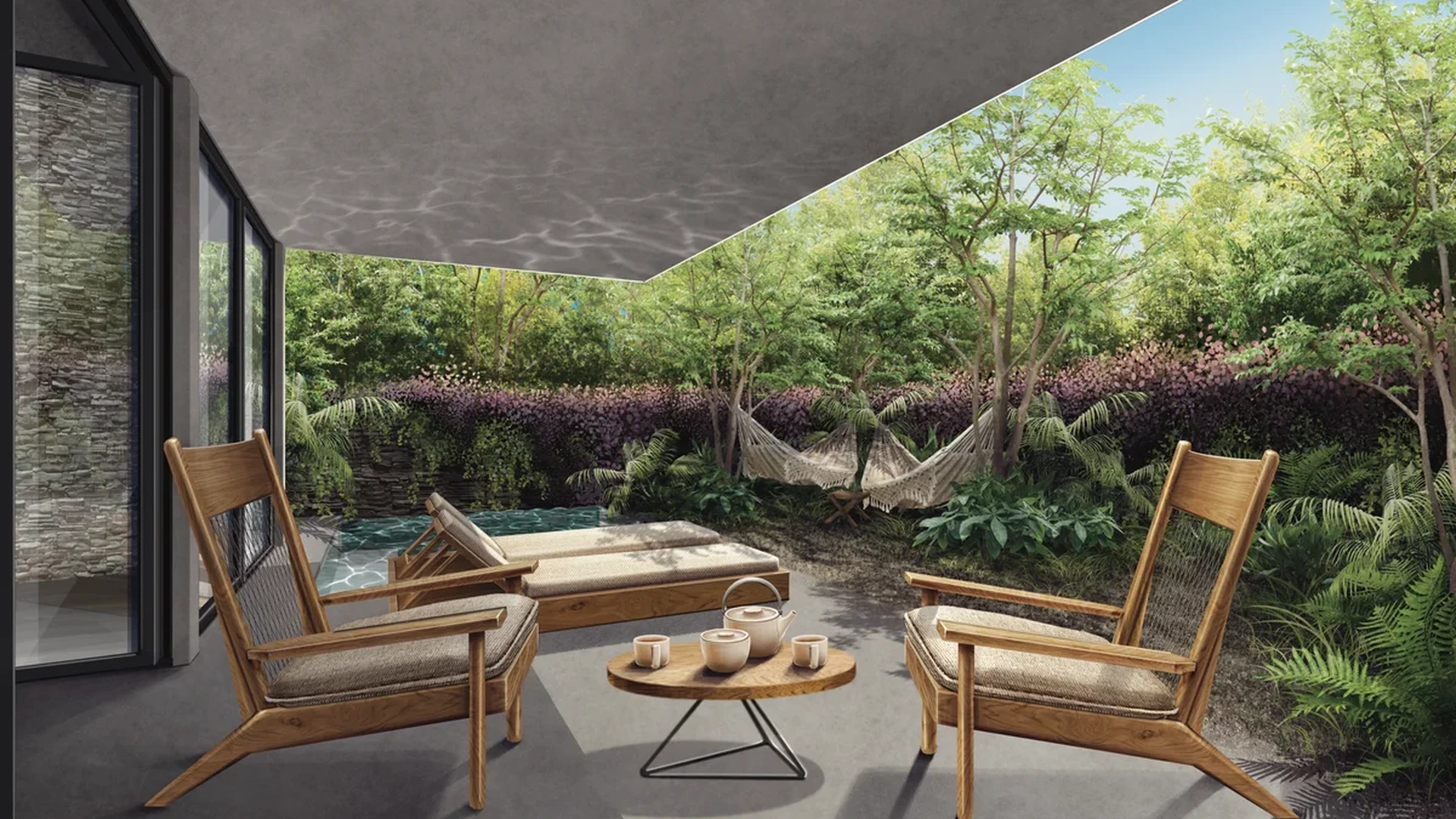 Image of a Covered Patio, featuring Private Garden and Plunge Pool.
