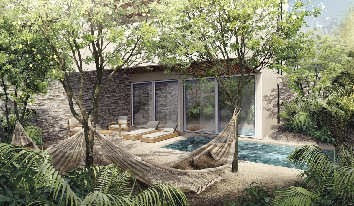 Image of a Private Patio, featuring Plunge Pool and Lounge Area.