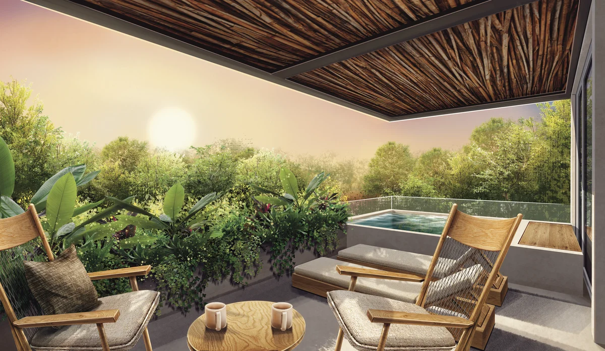 Image of a Private Balcony, featuring Plunge Pool and Lush Jungle View.