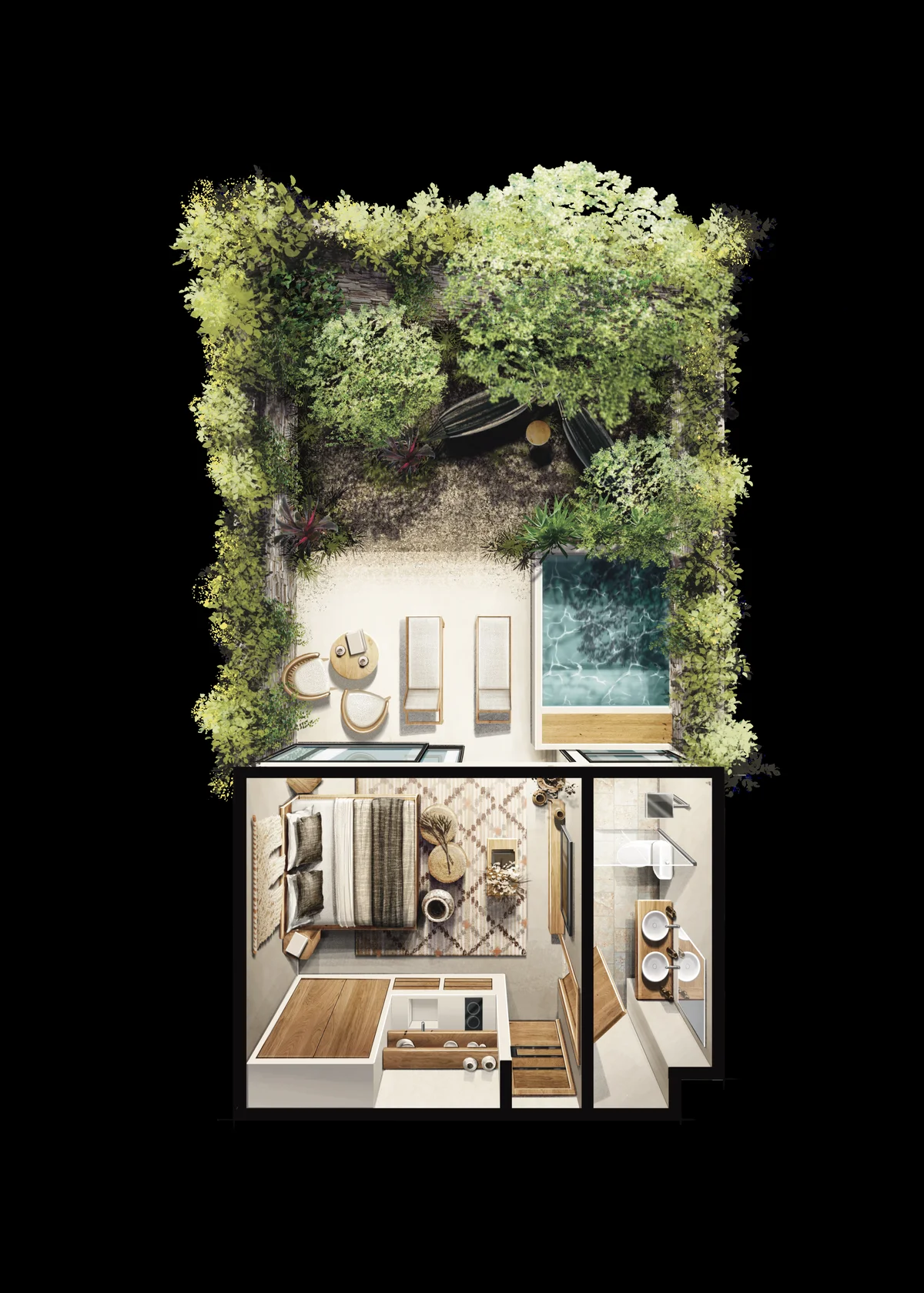 Image of a Private Garden, featuring Plunge Pool and Luxury Suite.