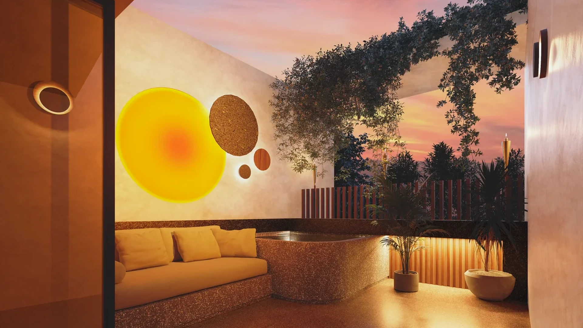 Image of a Private Terrace, featuring Plunge Pool and Built-in Seating.