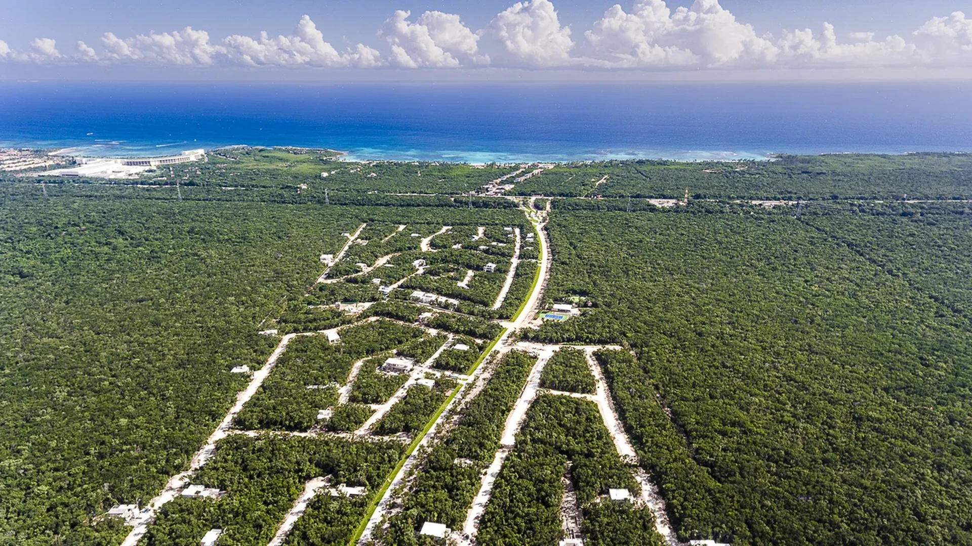 Image of a Aerial View, featuring Coastal Development and Jungle Community.