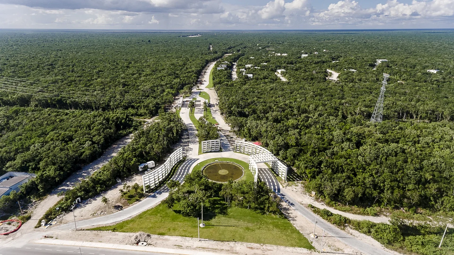 Image of a Aerial View, featuring Gated Community and Jungle Development.