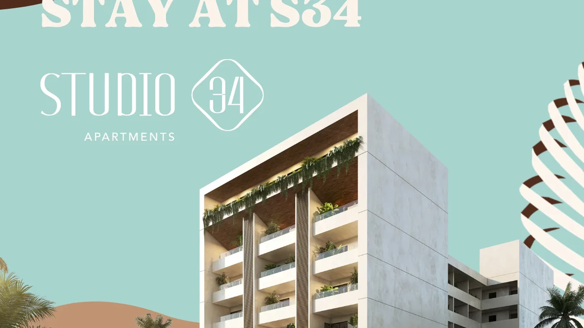 Image of a Modern Apartment Building, featuring Private Balconies and Tropical Landscaping.