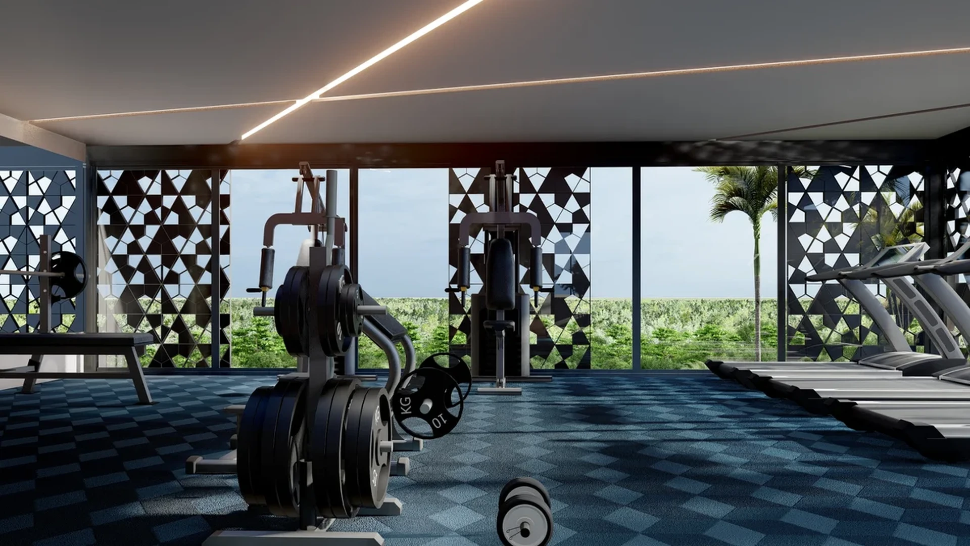 Image of a Fitness Center, featuring Modern Gym and Luxury Amenity.
