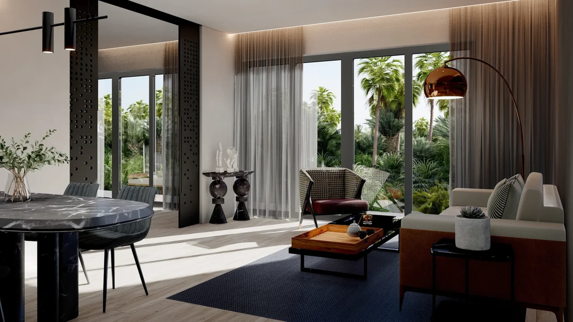 Image of a Open Concept Living, featuring Living & Dining Room and Floor-to-Ceiling Windows.