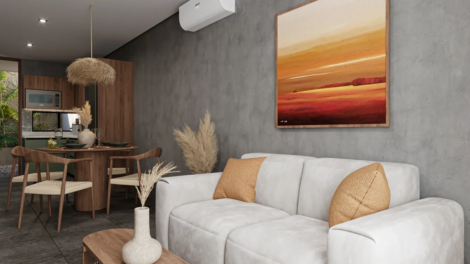 Image of a Open Concept Living, featuring Living Room and Dining Area.