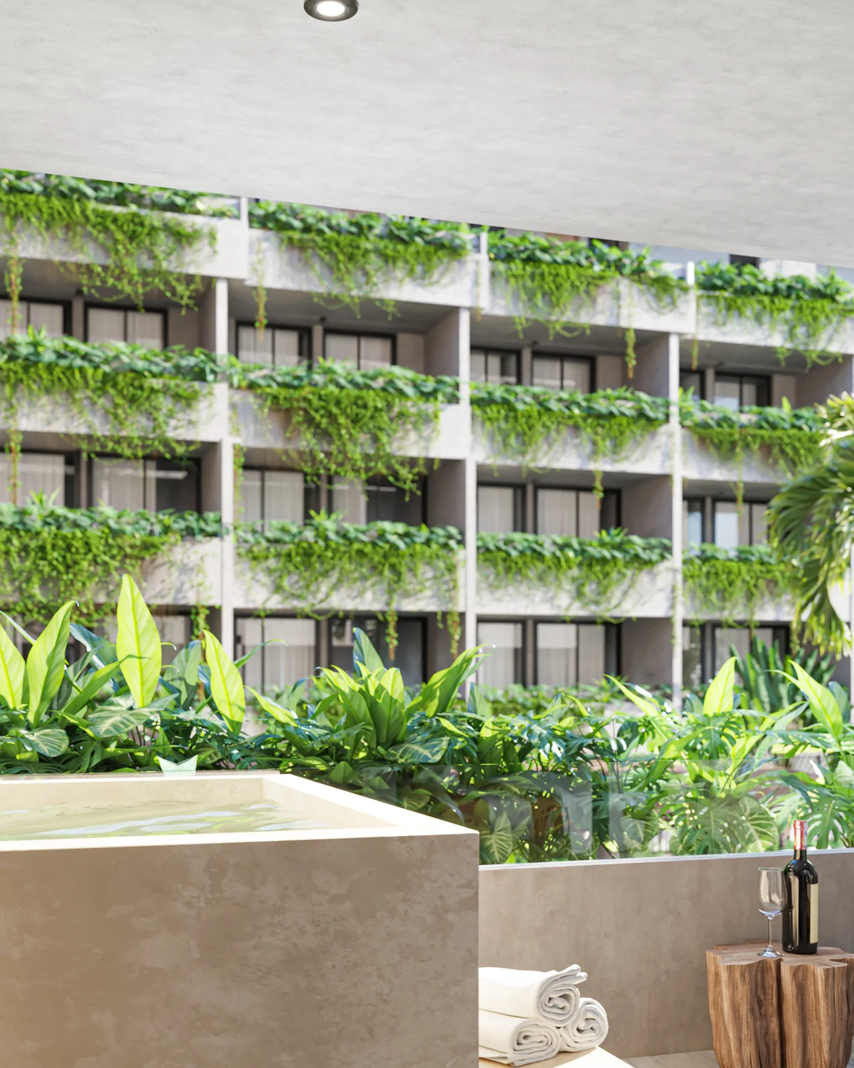 Image of a Private Plunge Pool, featuring Lush Greenery and Private Balcony.