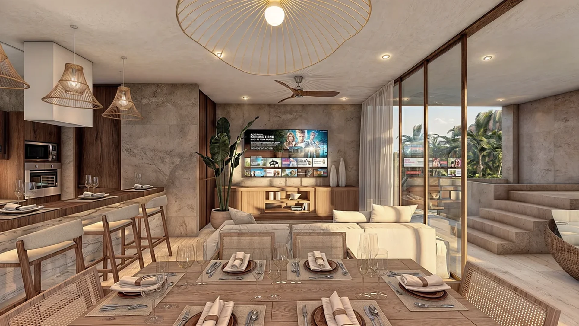 Image of a Open-Concept Living, featuring Gourmet Kitchen and Dining Area.