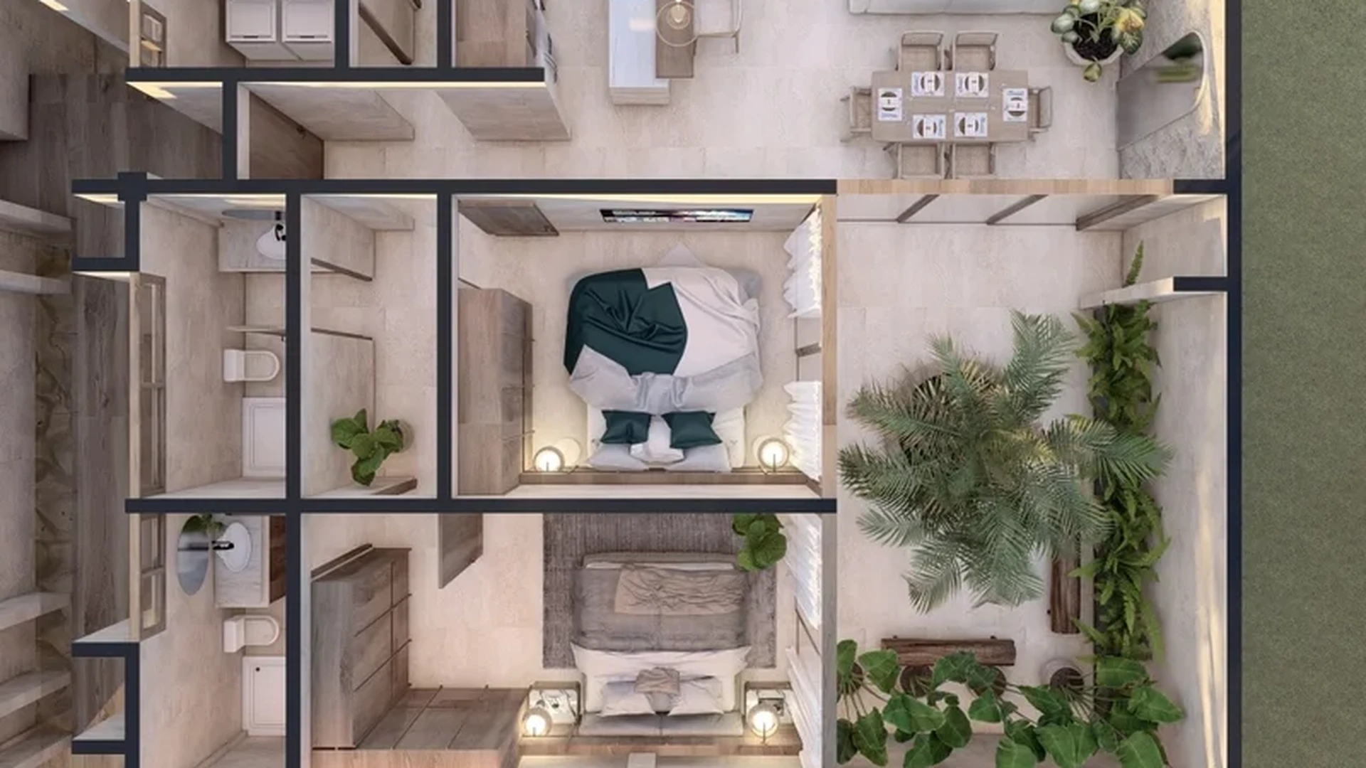 Image of a Architectural Rendering, featuring Beachfront Villa and Open-Concept Living.