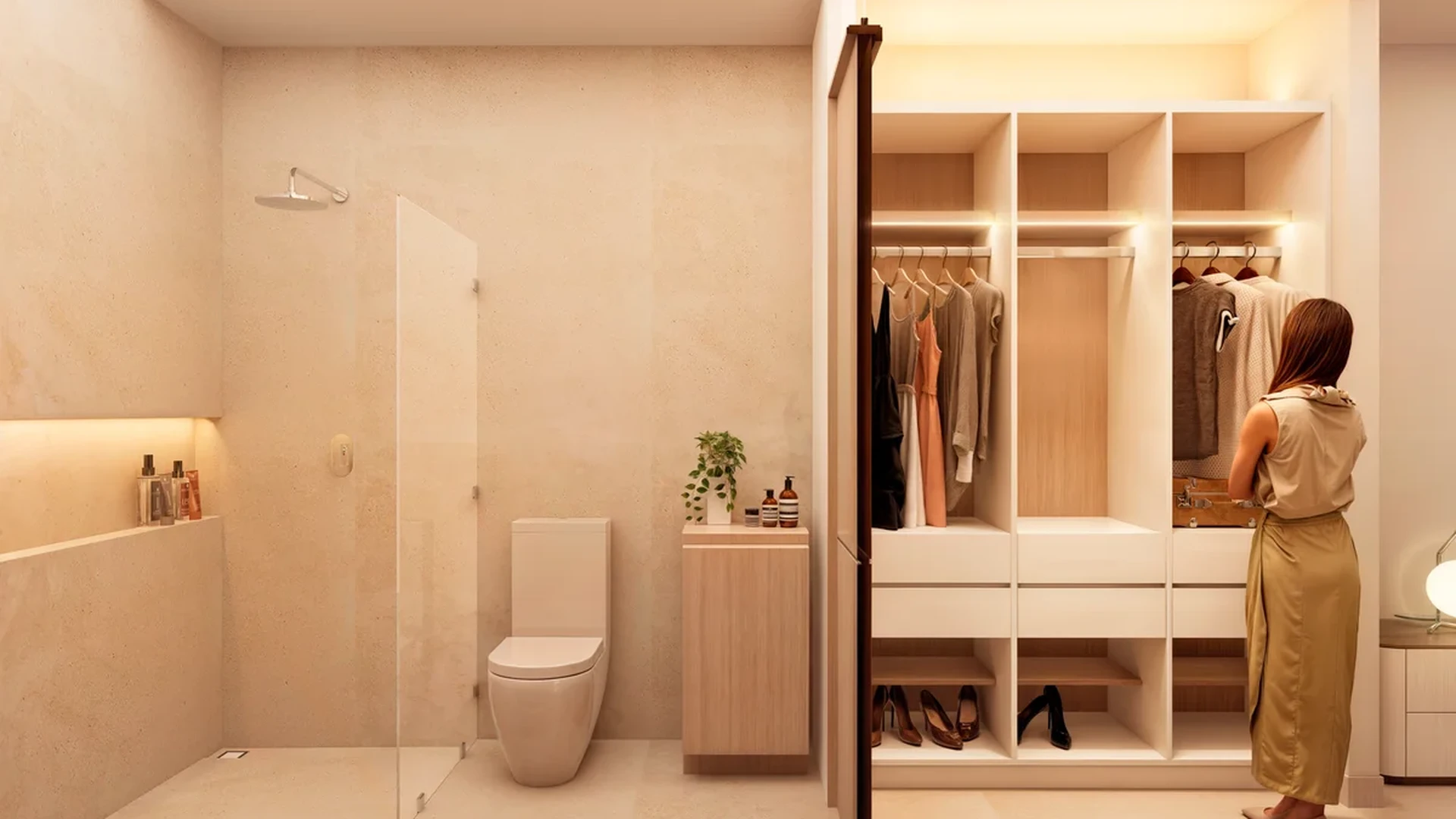 Image of a Walk-in Closet, featuring Modern Bathroom and Ensuite Bathroom.