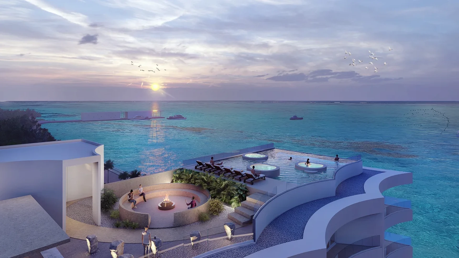 Image of a Rooftop Terrace, featuring Infinity Pool and Panoramic Ocean View.