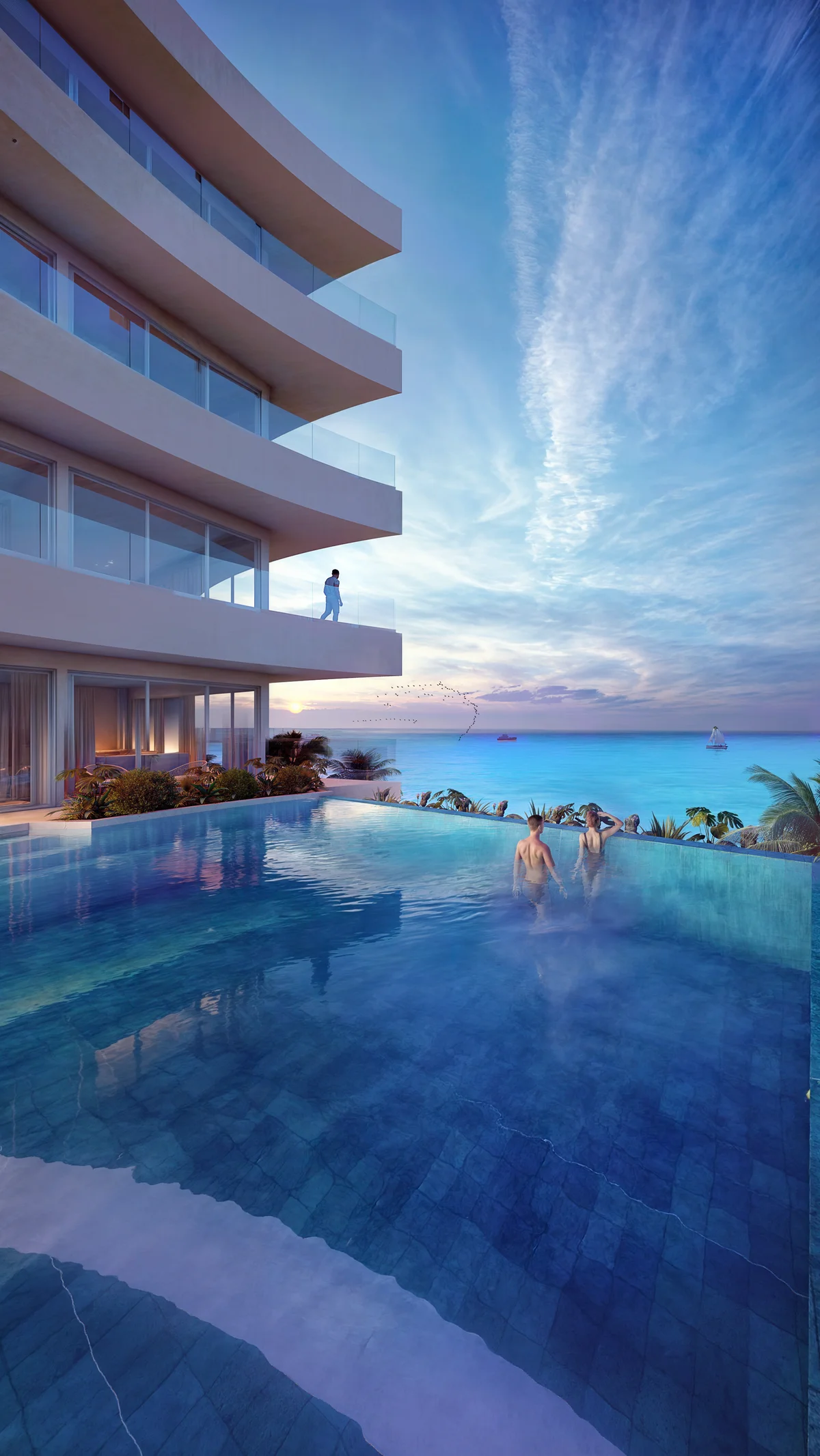 Image of a Infinity Pool, featuring Ocean View Balcony and Beachfront Property.