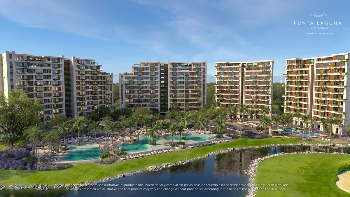 Image of a Luxury Condos, featuring Resort-Style Living and Lagoon-Style Pool.