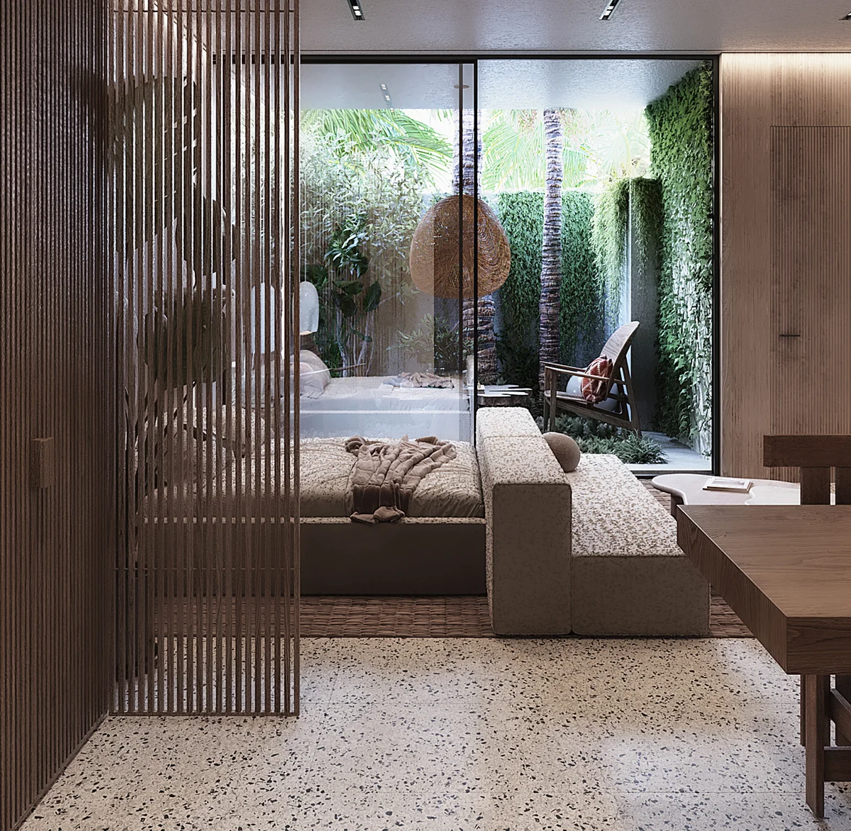 Image of a Indoor-Outdoor Living, featuring Private Patio and Living Wall.