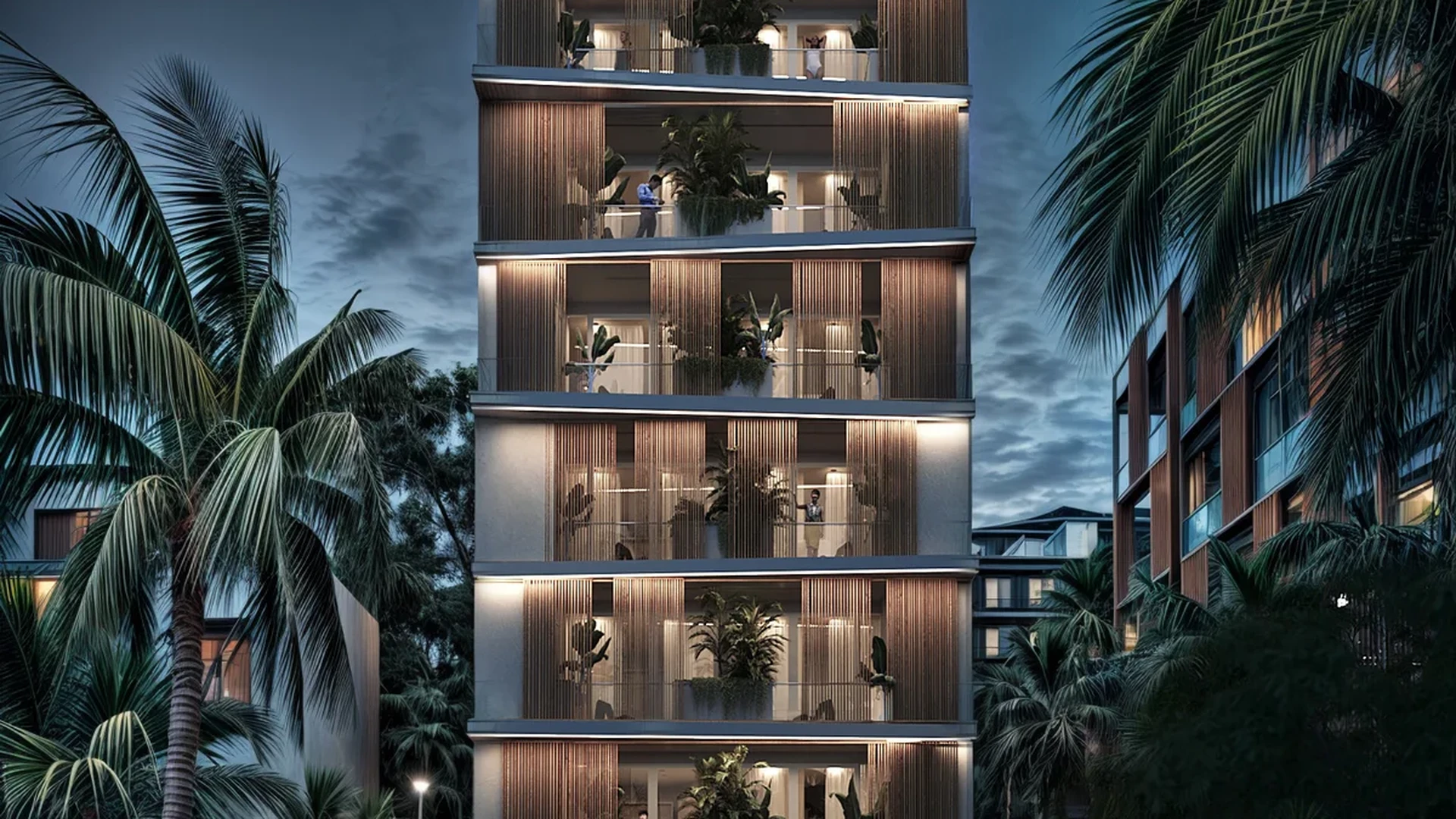 Image of a Modern Apartment Building, featuring Luxury Residences and Private Balconies.