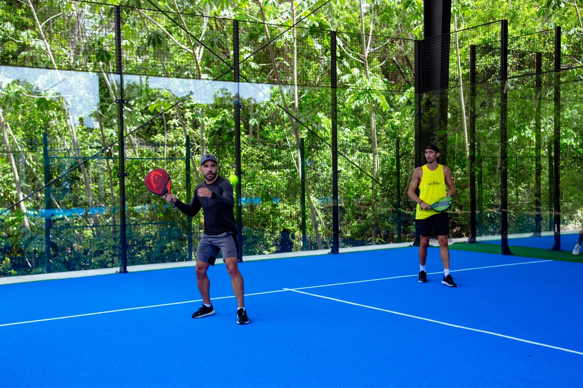 Image of a Padel Court, featuring Sports Court and Jungle View.
