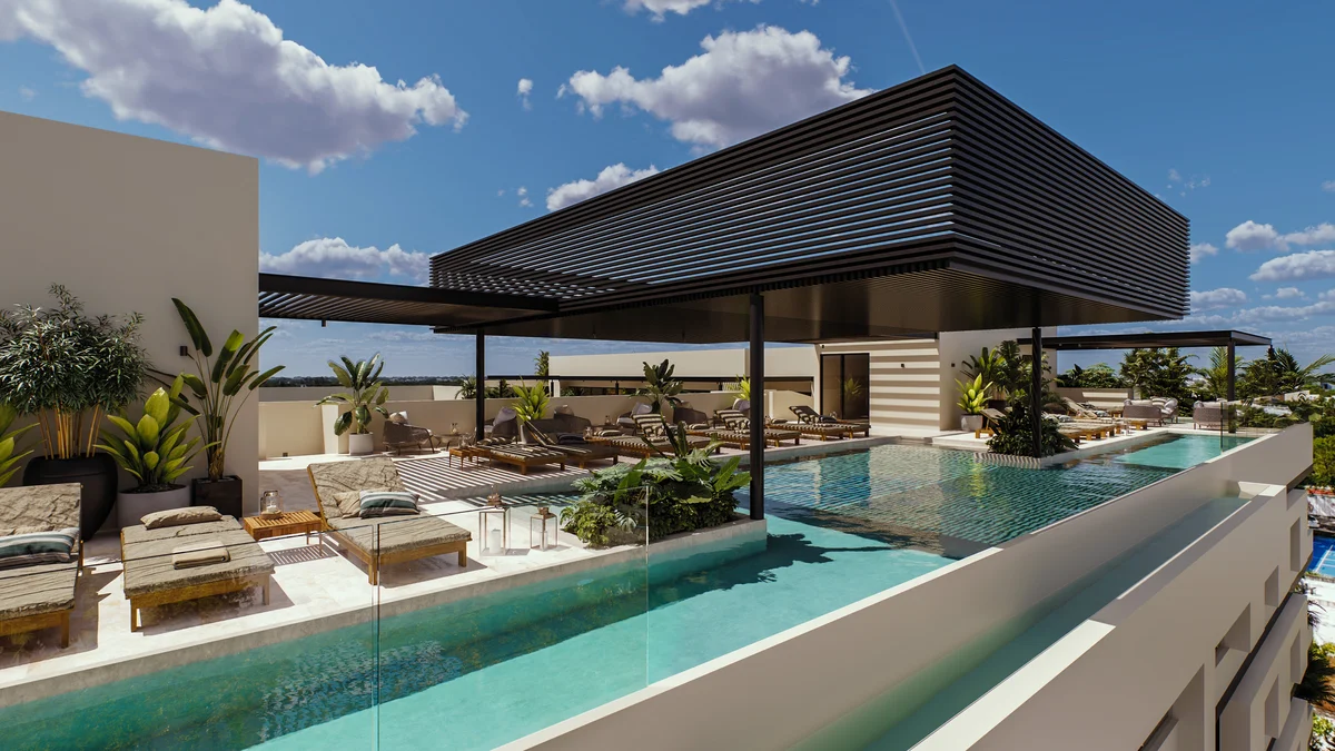 Image of a Rooftop Terrace, featuring Infinity Pool and Sundeck.