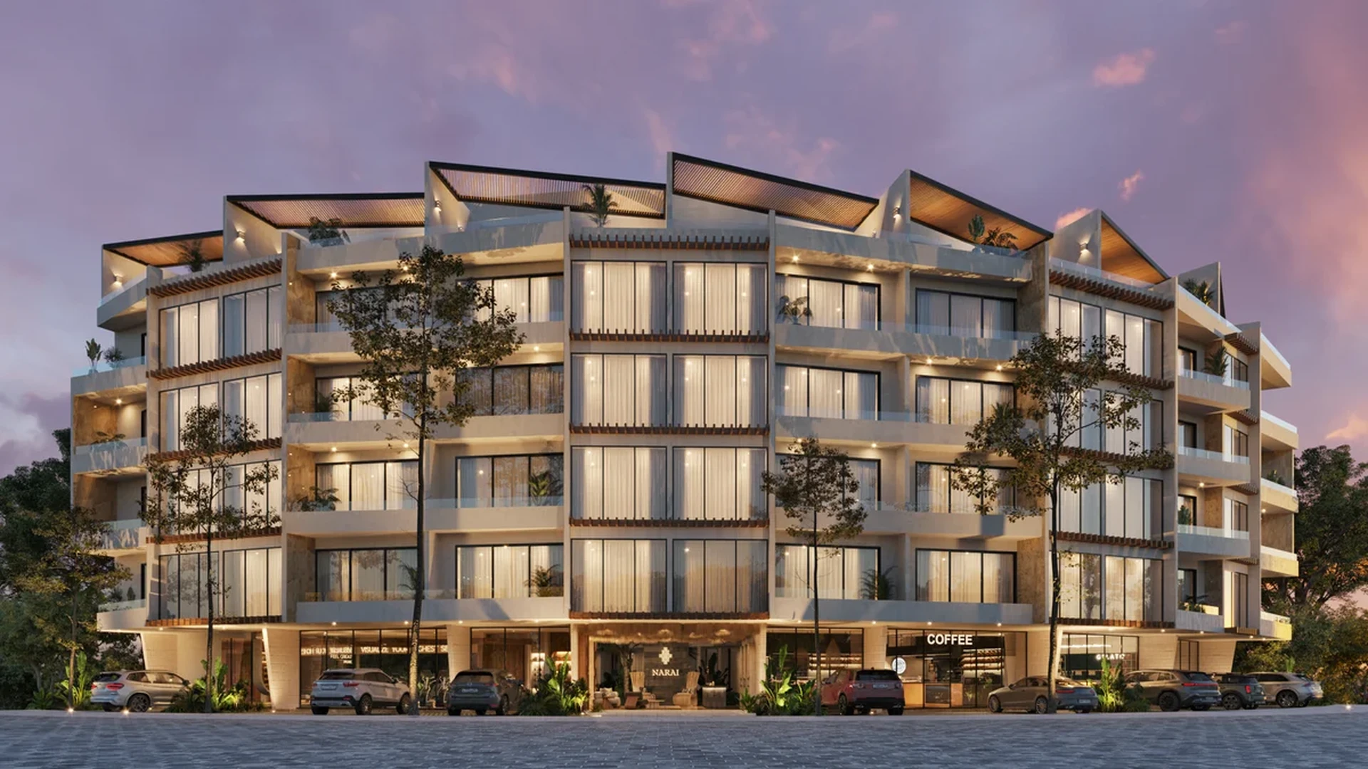 Image of a Modern Architecture, featuring Mixed-Use Development and Private Balconies.