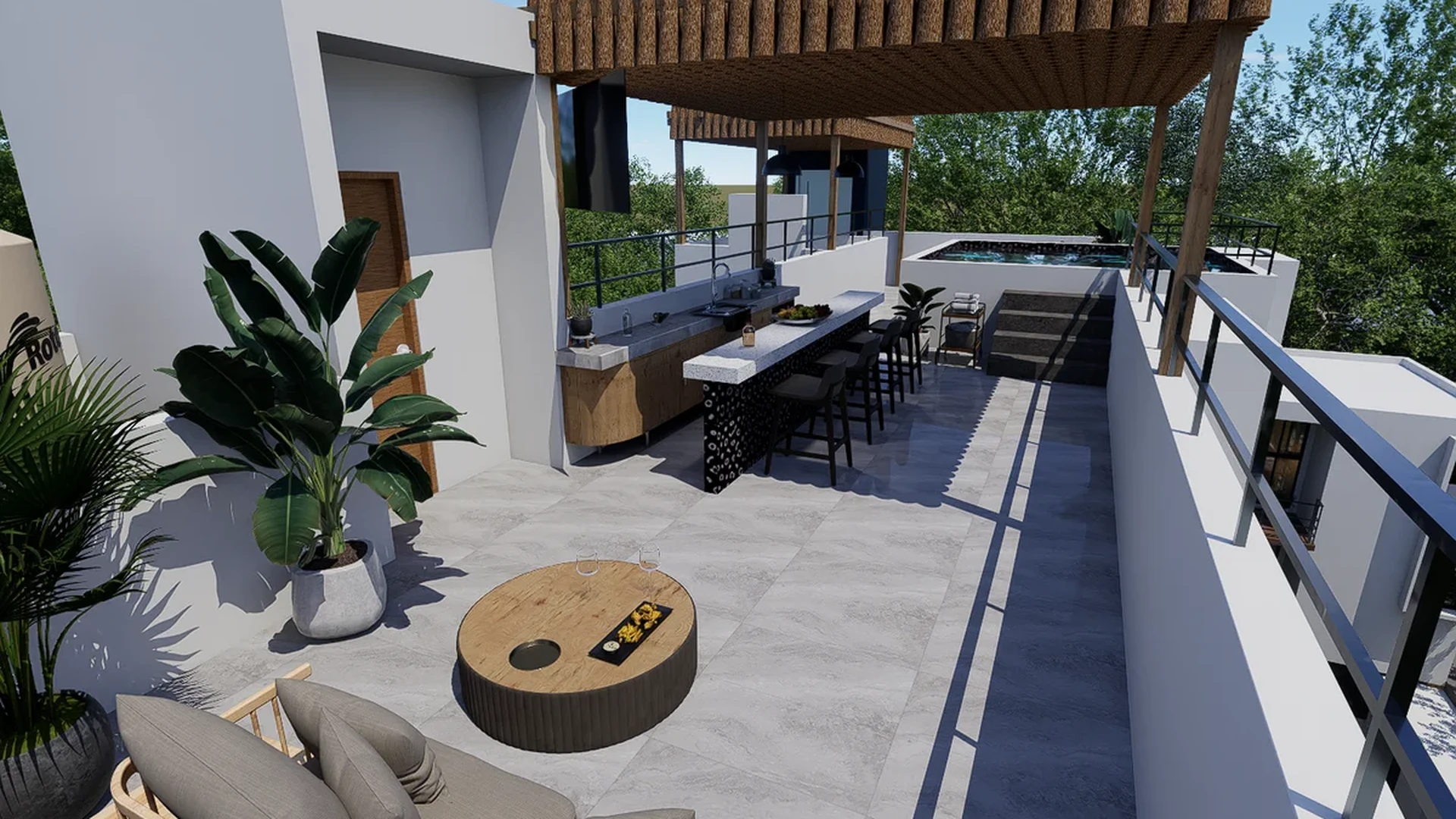 Image of a Rooftop Terrace, featuring Plunge Pool and Outdoor Kitchen.
