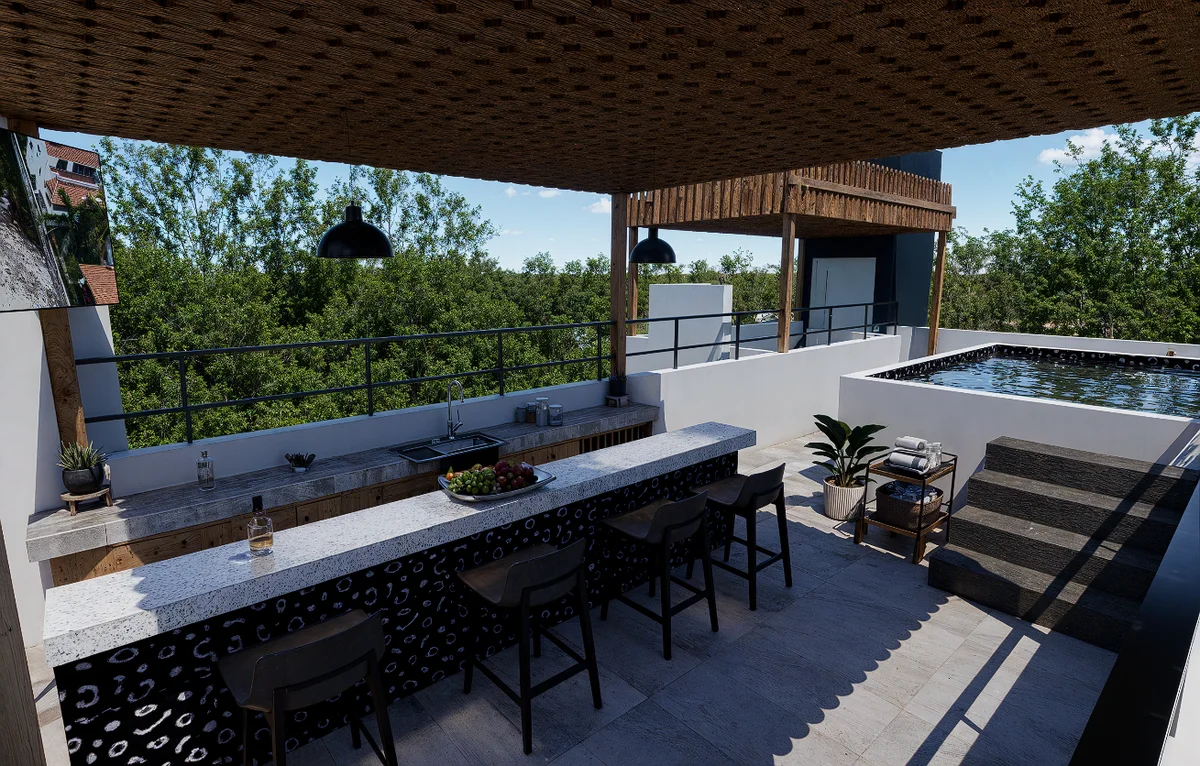 Image of a Rooftop Terrace, featuring Private Plunge Pool and Outdoor Kitchen.