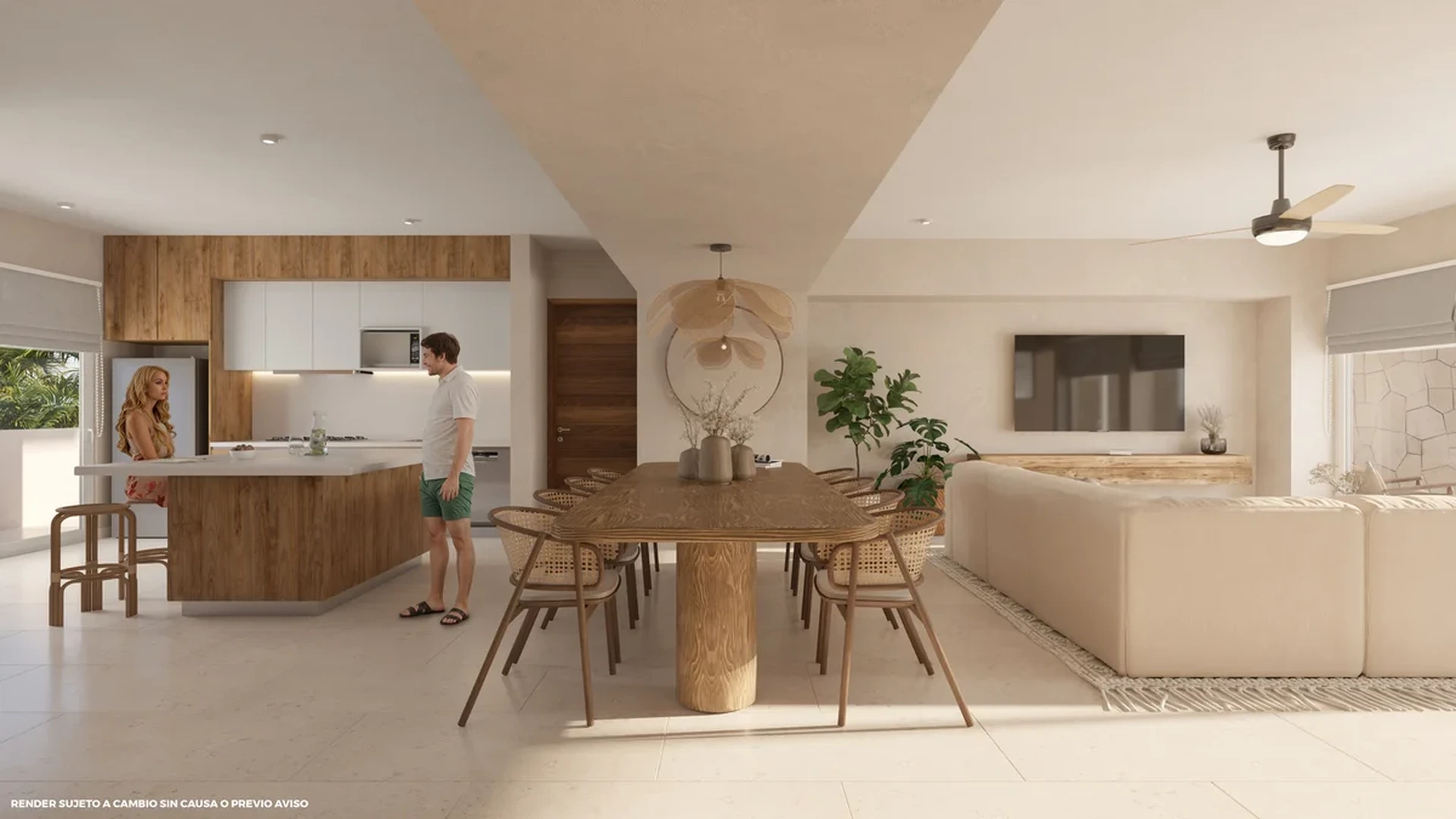 Image of a Open-Concept Living, featuring Modern Kitchen and Kitchen Island with Seating.