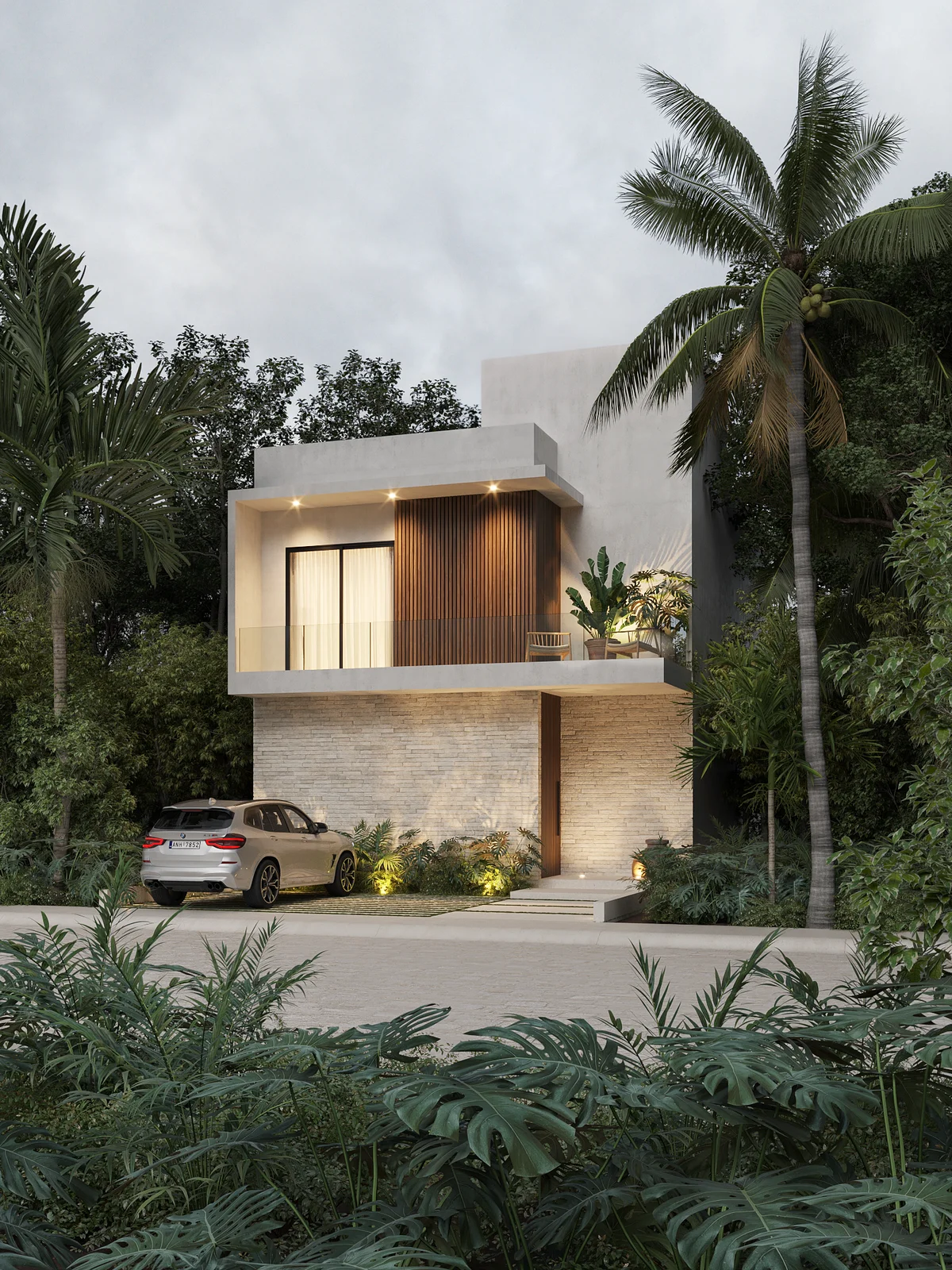 Image of a Modern Architecture, featuring Luxury Villa and Tropical Landscaping.