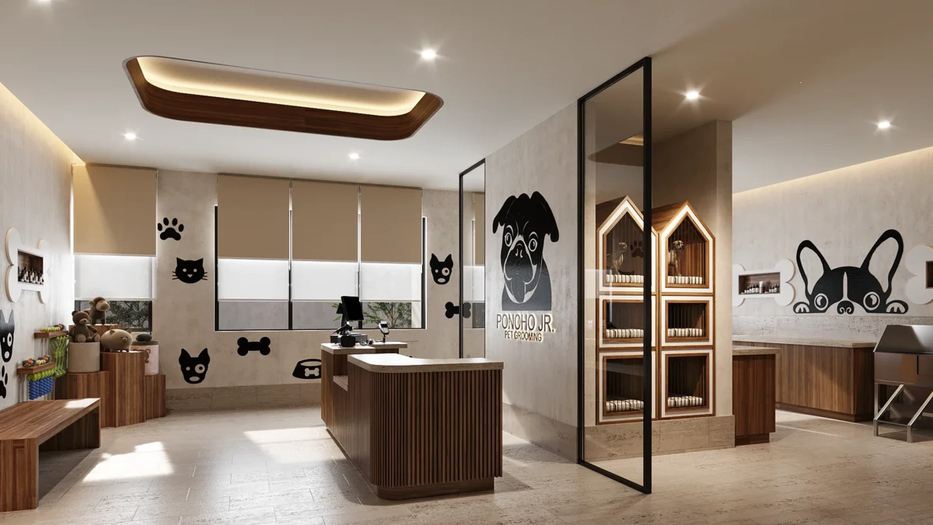 Image of a Pet Salon, featuring Commercial Reception and Modern Design.