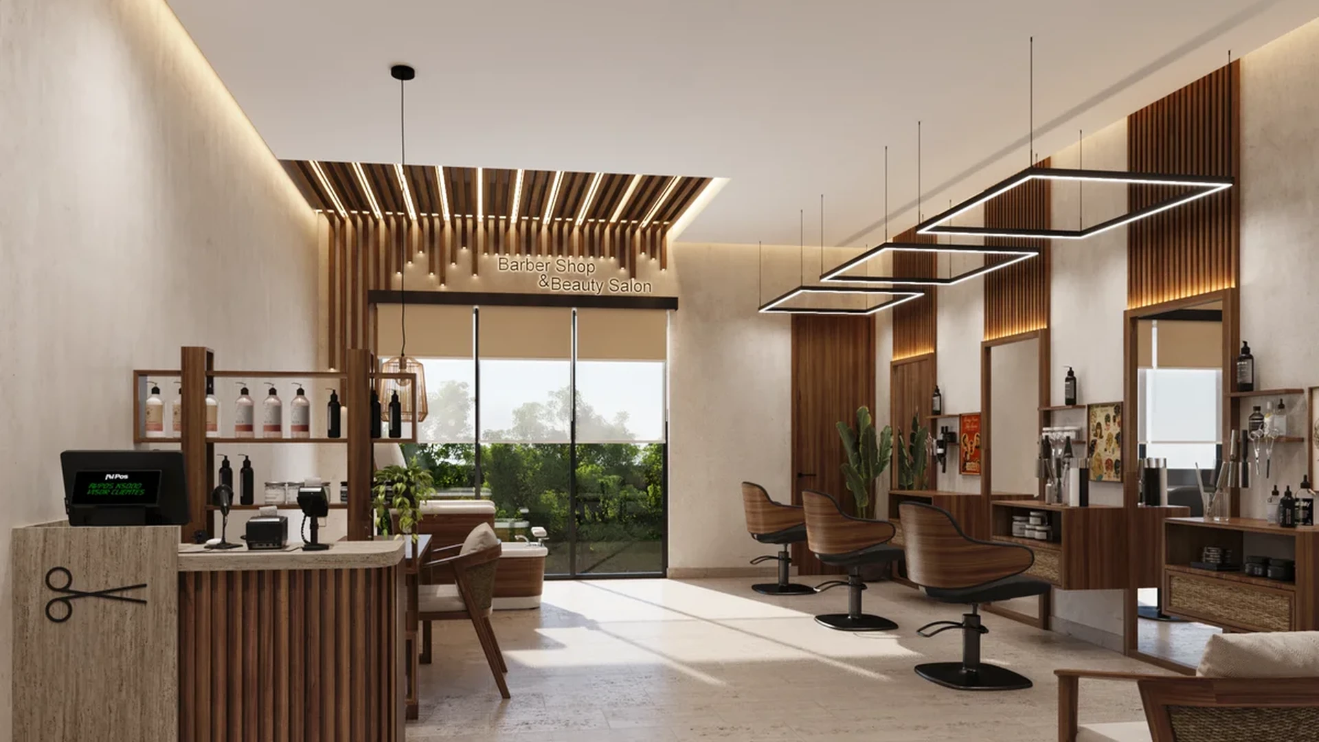 Image of a Beauty Salon, featuring Barber Shop and Modern Design.