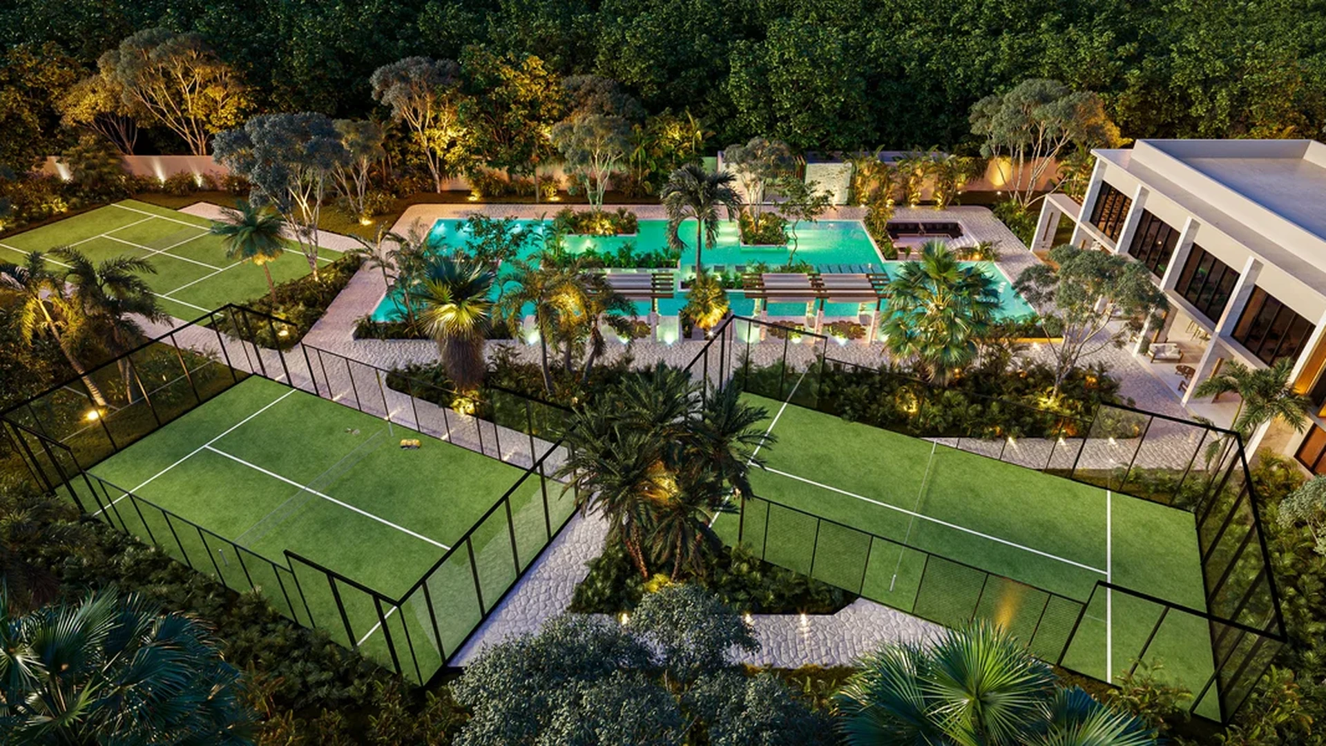 Image of a Padel Courts, featuring Resort-Style Pool and Luxury Amenities.