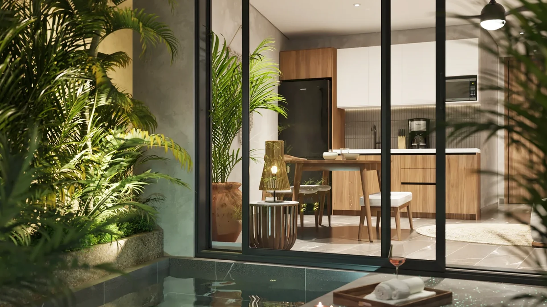 Image of a Private Plunge Pool, featuring Private Terrace and Lush Greenery.