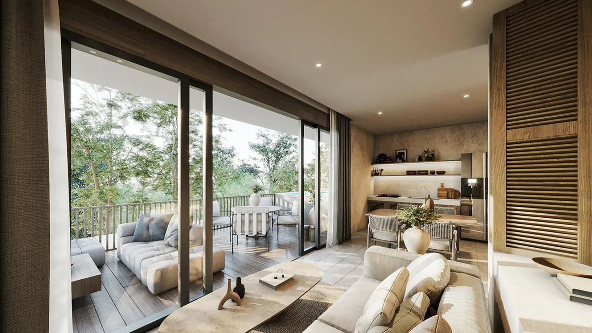 Image of a Open Concept Living, featuring Indoor-Outdoor Living and Large Balcony.