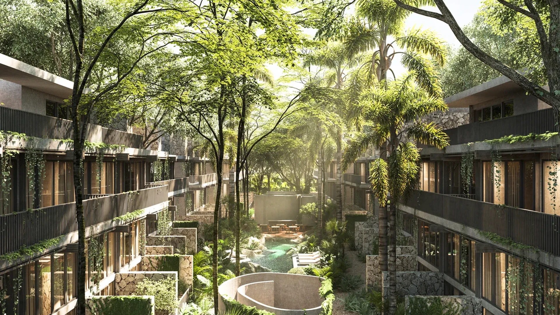 Image of a Jungle Retreat, featuring Luxury Apartments and Biophilic Architecture.