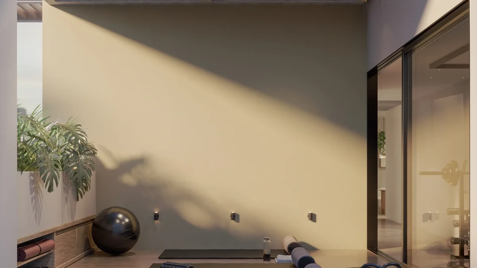 Image of a Home Gym, featuring Yoga Deck and Wellness Area.