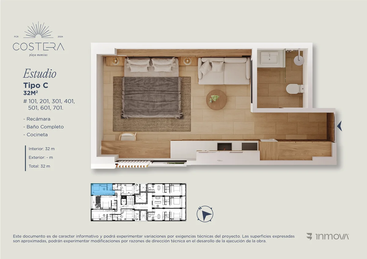 Image of a Studio Apartment, featuring Open Concept Layout and Modern Design.