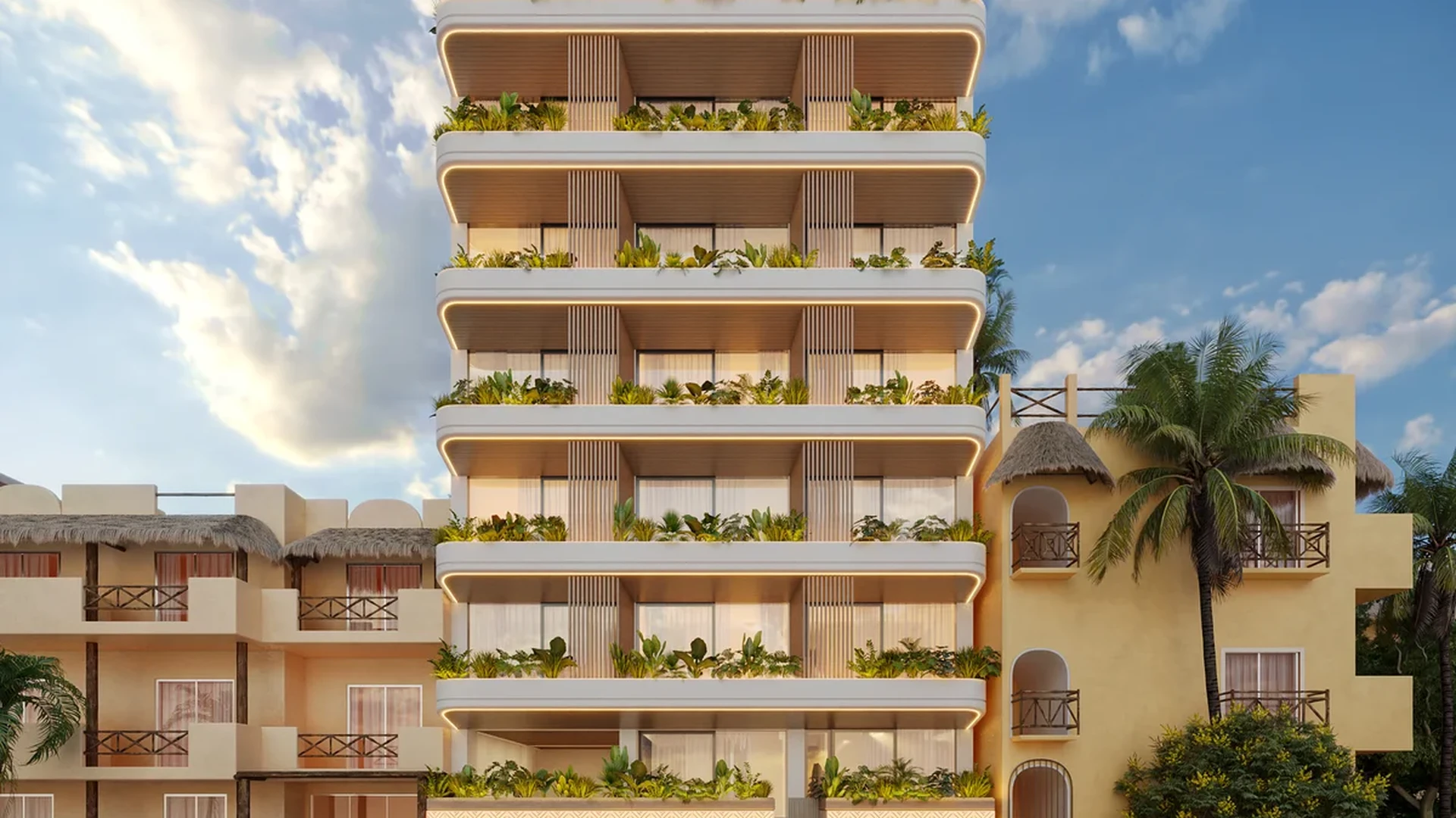 Image of a Modern Architecture, featuring Luxury Condominiums and Lush Balconies.