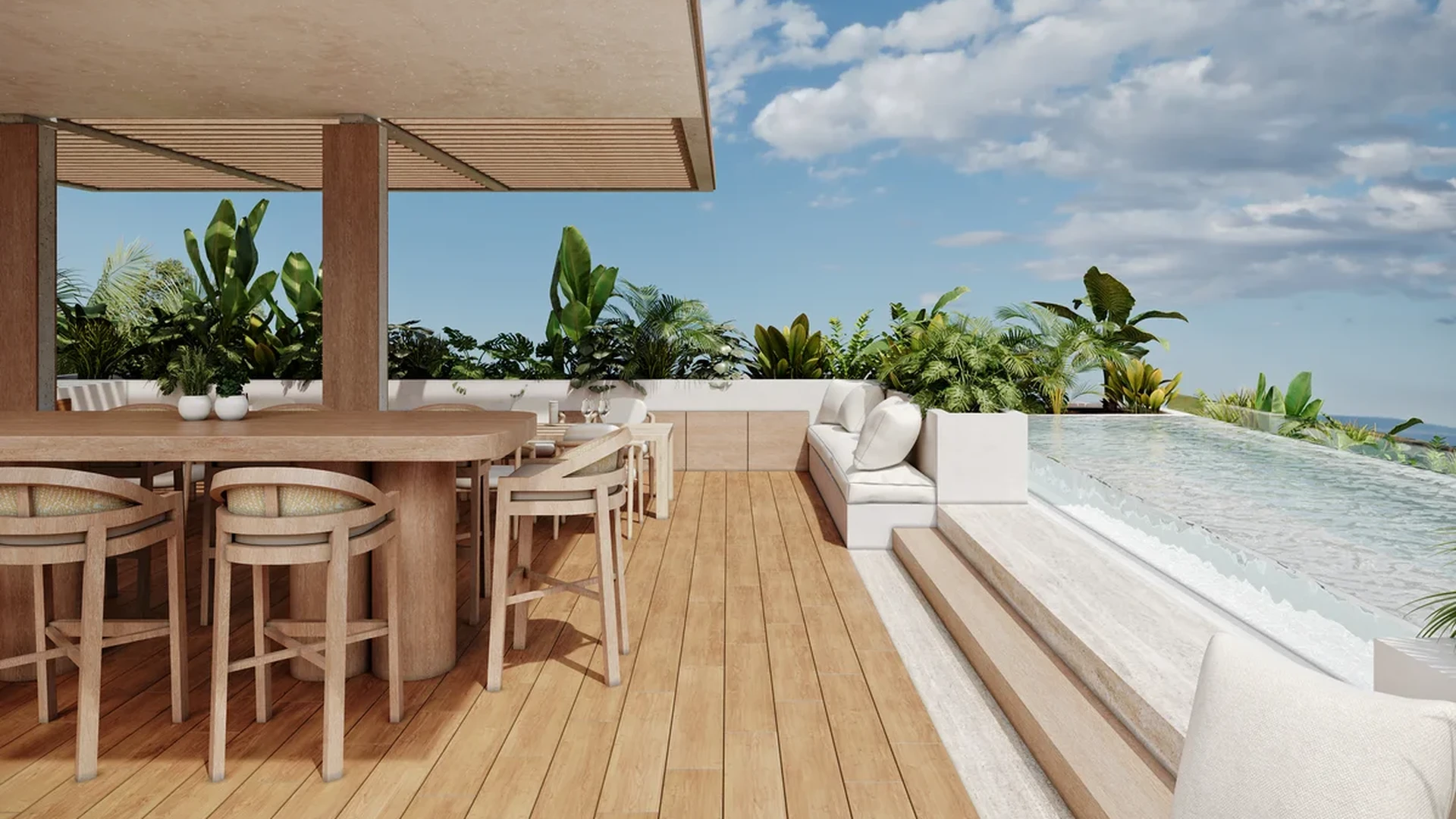 Image of a Rooftop Terrace, featuring Infinity Pool and Outdoor Dining Area.