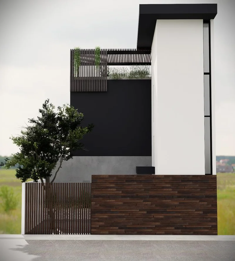 Image of a Modern Architecture, featuring Exterior Facade and Rooftop Garden.