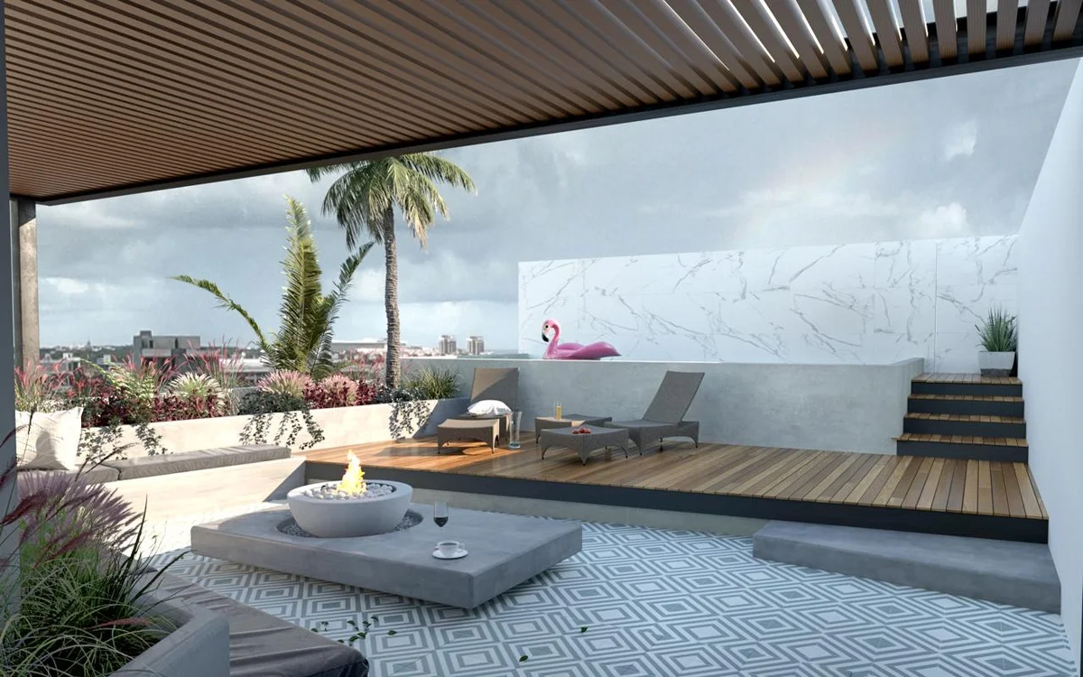 Image of a Rooftop Terrace, featuring Private Plunge Pool and Outdoor Lounge.