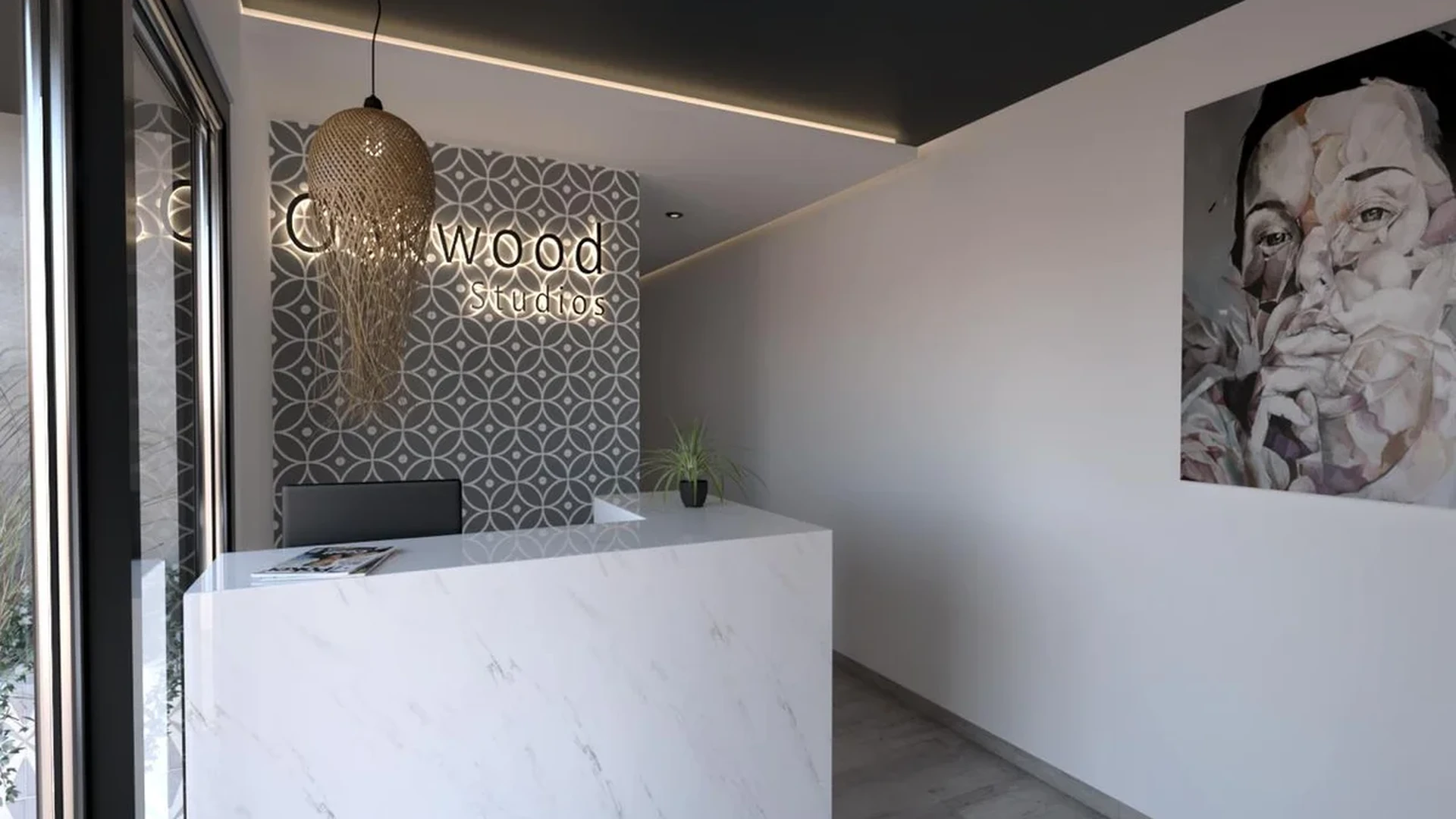 Image of a Lobby, featuring Reception Area and Modern Design.