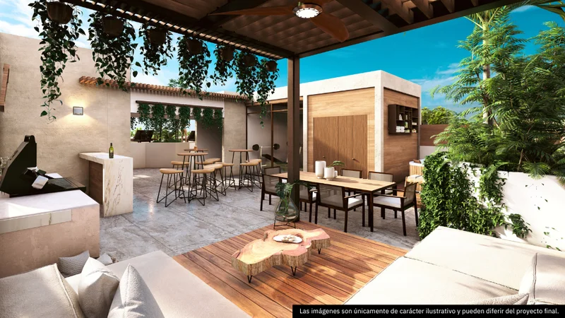 Image of a Rooftop Terrace, featuring Outdoor Living and Pergola.