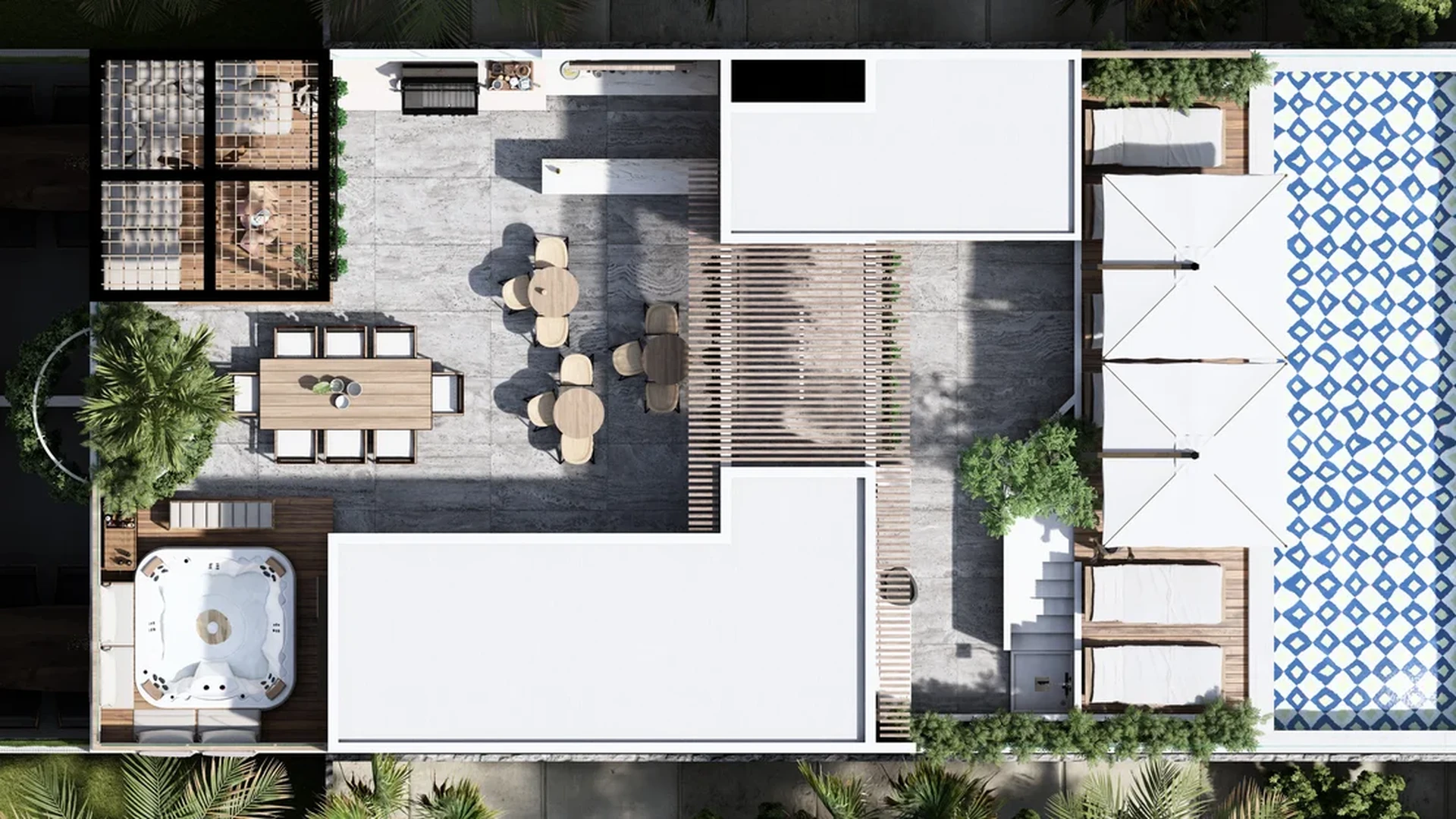 Image of a Rooftop Terrace, featuring Private Swimming Pool and Private Jacuzzi.