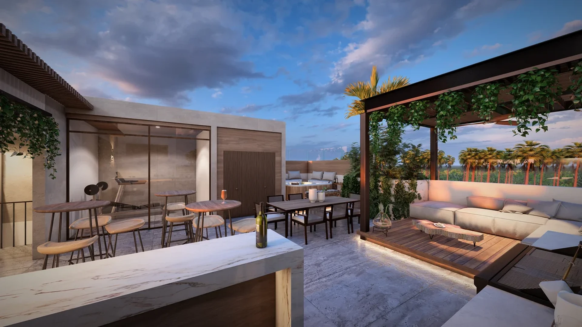 Image of a Rooftop Terrace, featuring Private Jacuzzi and Rooftop Gym.