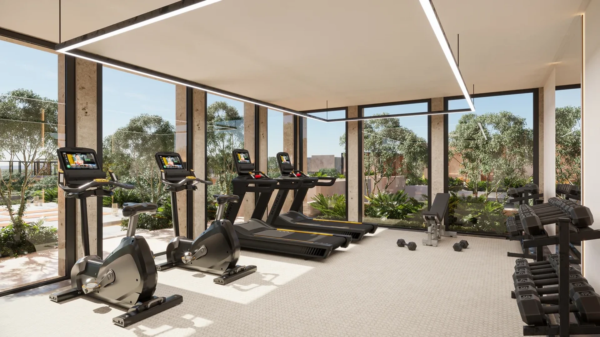 Image of a Fitness Center, featuring Private Gym and State-of-the-Art Equipment.