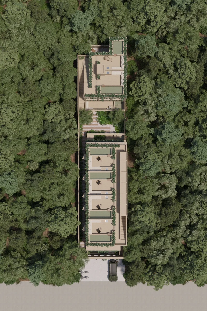 Image of a Aerial View, featuring Architectural Rendering and Jungle Retreat.