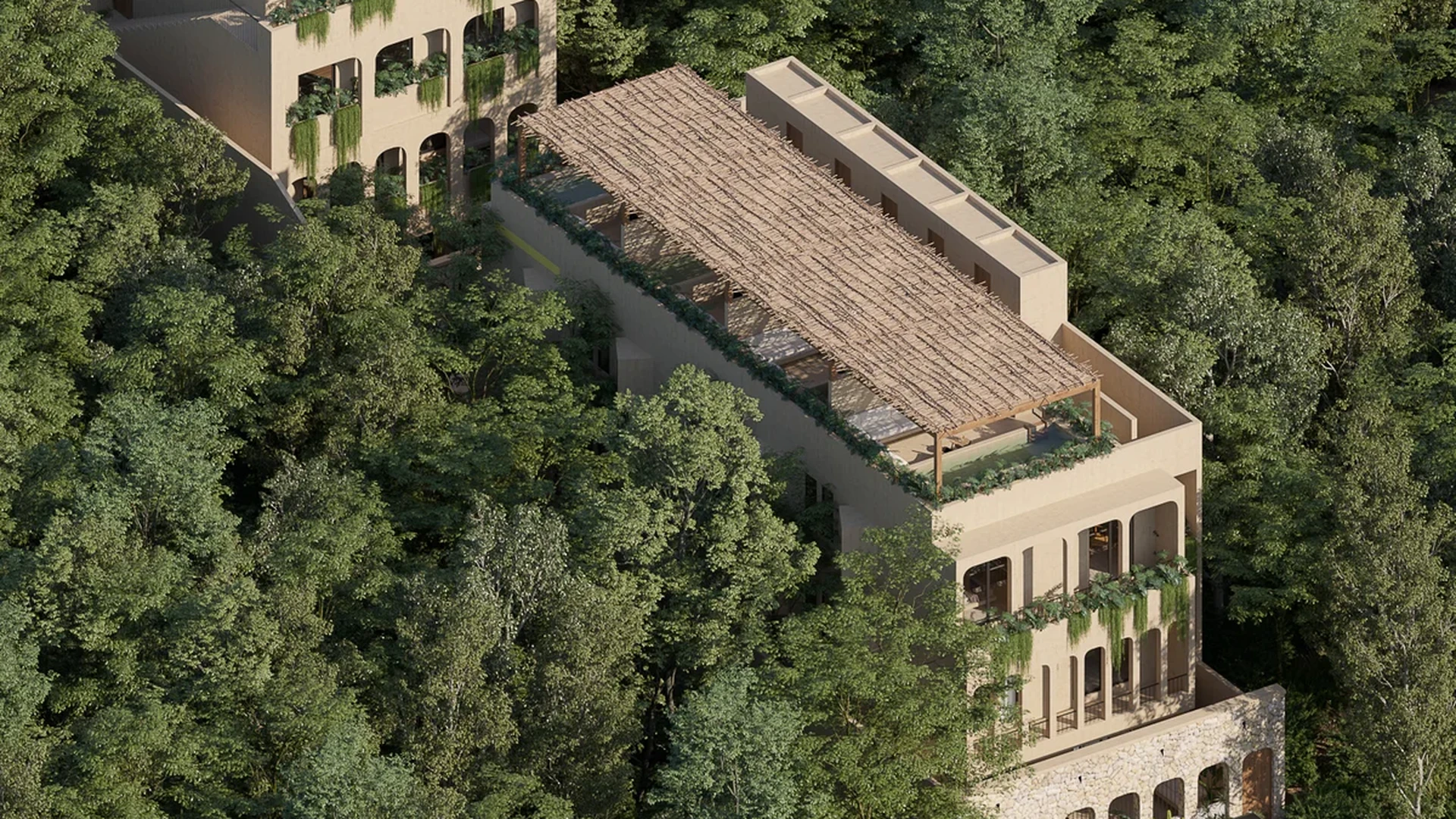 Image of a Forest Retreat, featuring Mediterranean Villa and Rooftop Terrace.