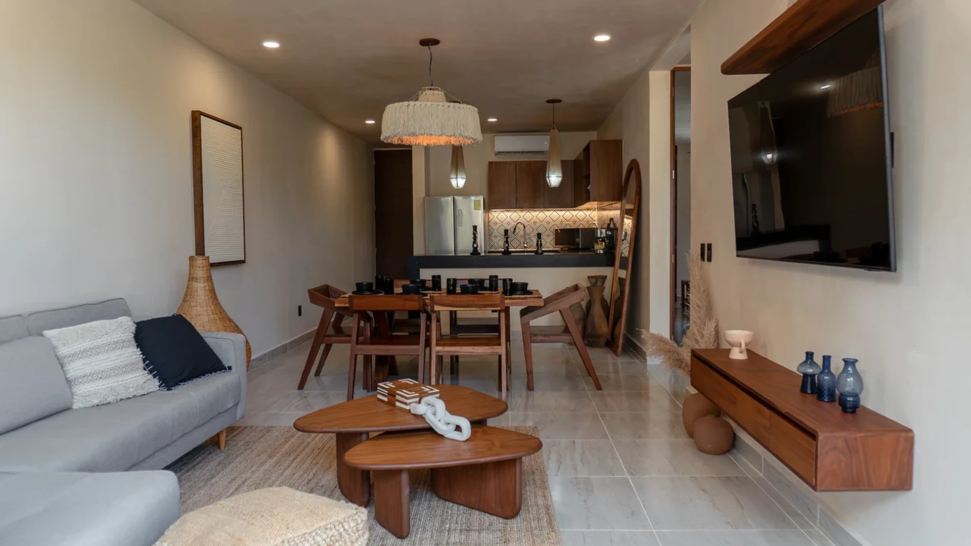 Image of a Open-Concept Living, featuring Modern Interior and Bohemian Decor.